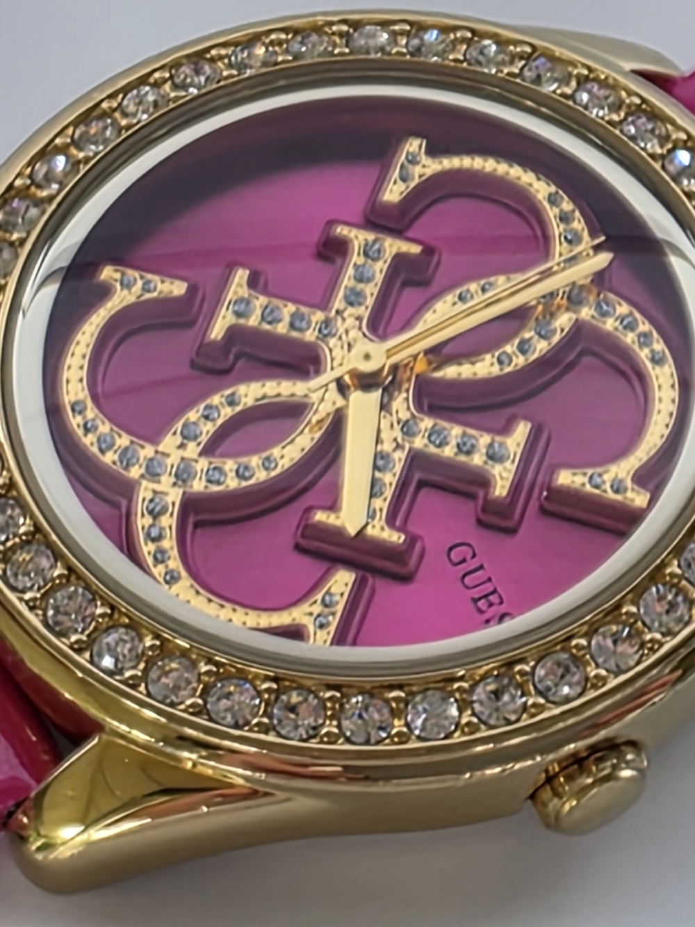 GUESS Gold-Tone Watch with Pink Dial and Pink Strap NEW BATTERY - Picture 12 of 17
